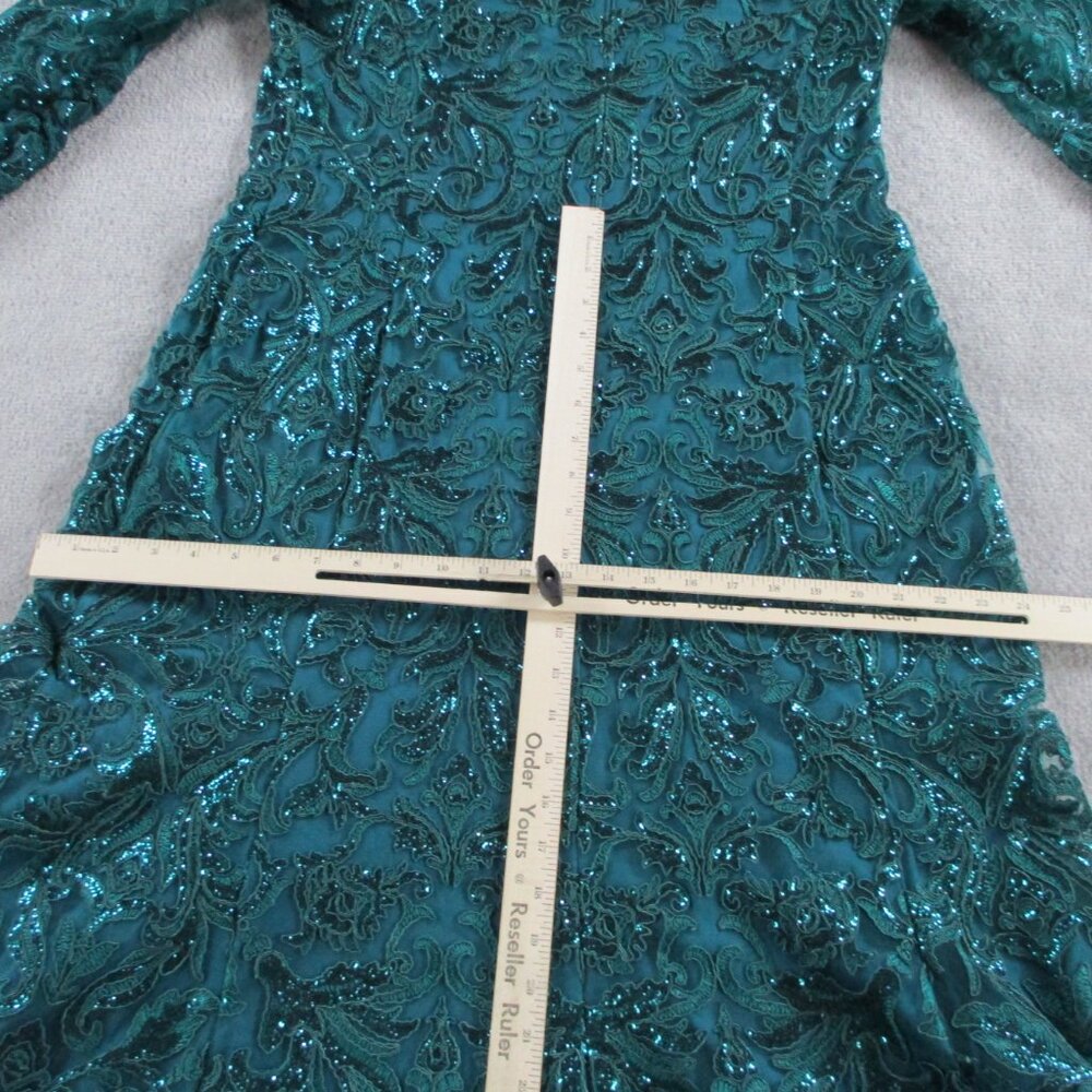 Tadashi Shoji Dress Womens 16 Cerulean Green Vivar Handkerchief Hem V Neck Midi - Picture 11 of 12